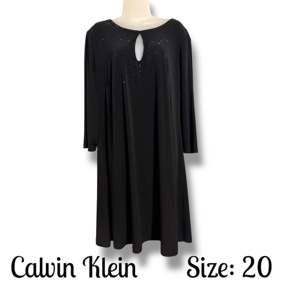 Calvin Klein Dresses & Skirts - Calvin Klein Black Dressy Dress Keyhole Opening & Sparkle SIZE: 20 #CL